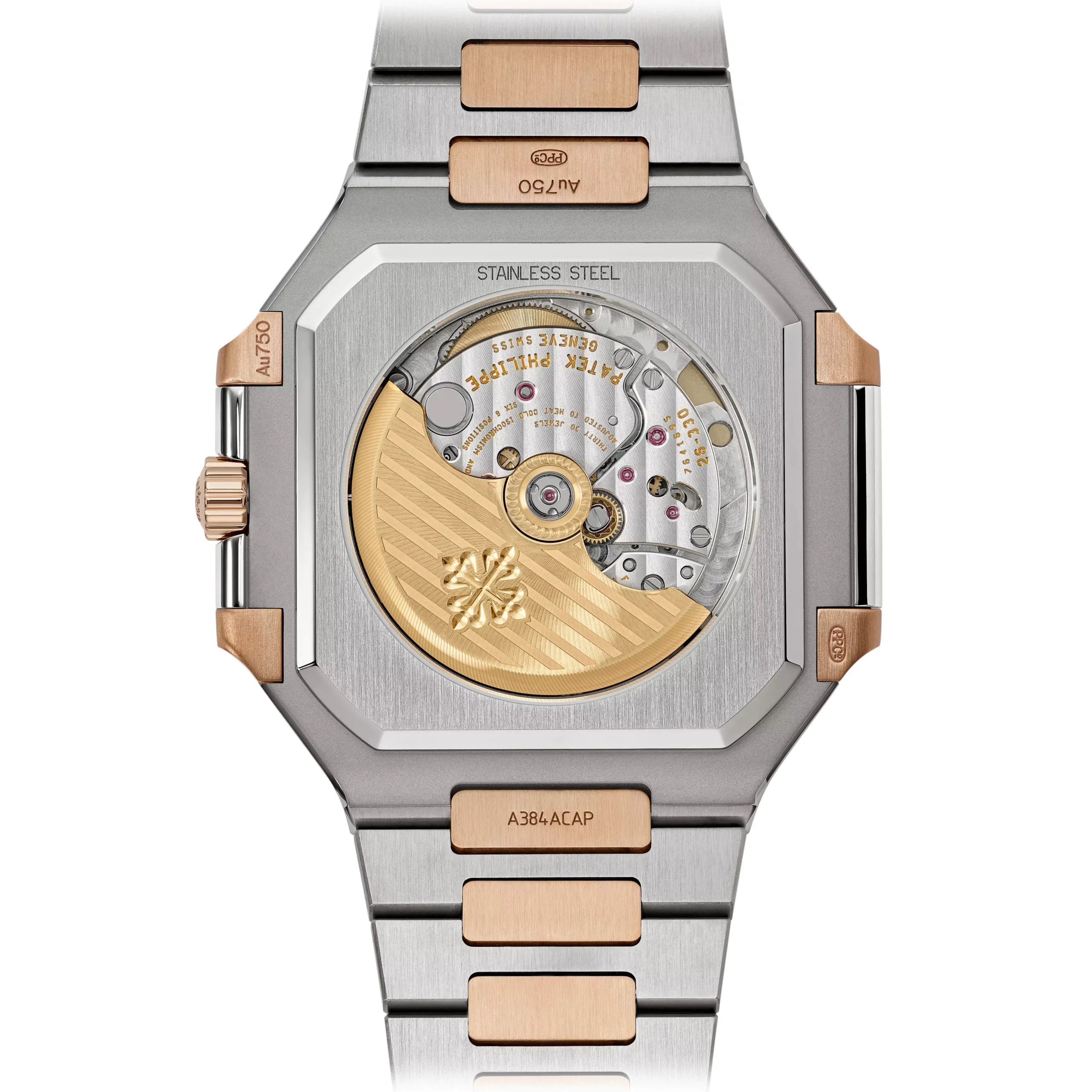steel-rosegold-blue-octagonal-bracelet-caseback steel-rosegold-blue-octagonal-bracelet-caseback