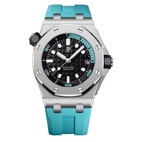 Luxury Audemars Piguet Royal Oak Offshore diver watch with black textured dial