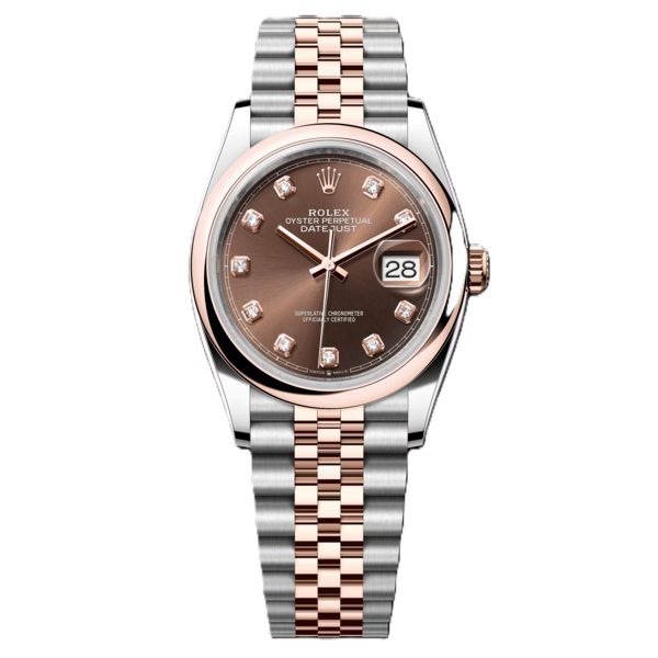 Rolex Datejust 36mm Rose gold and Steel with Chocolate Dial 126201-0053