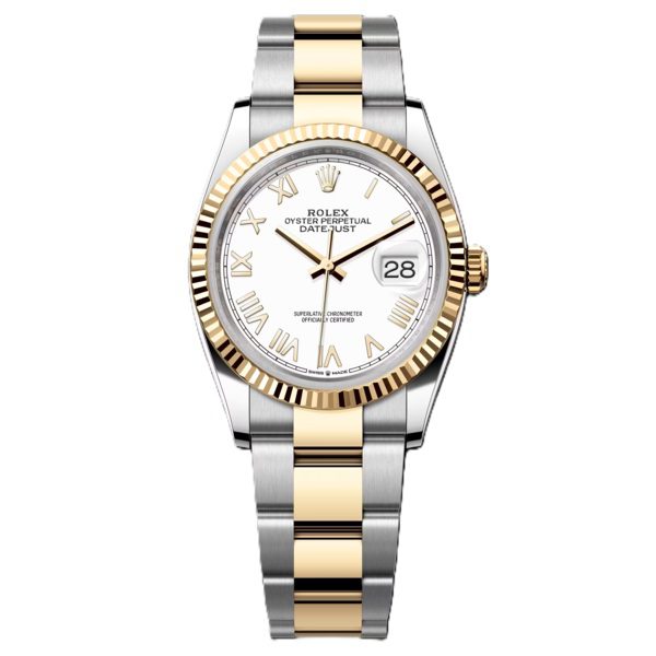 Rolex Datejust 36mm Gold and Steel with White Roman Dial 126233-0048