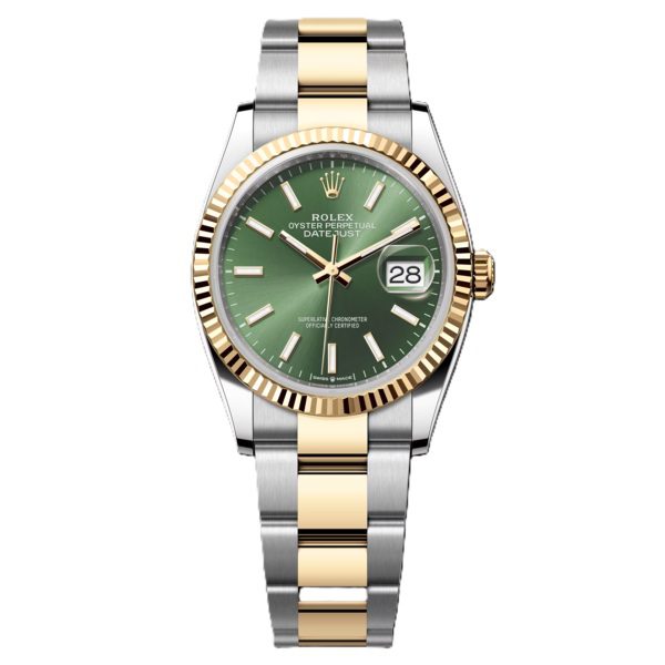 Rolex Datejust 36mm Yellow Gold and Steel with Green Dial 126233-0058