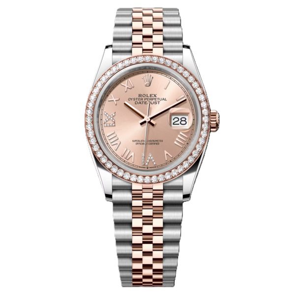 Rolex Datejust 36mm Rose Gold and Steel with Diamond Bezel 126281rbr-0037