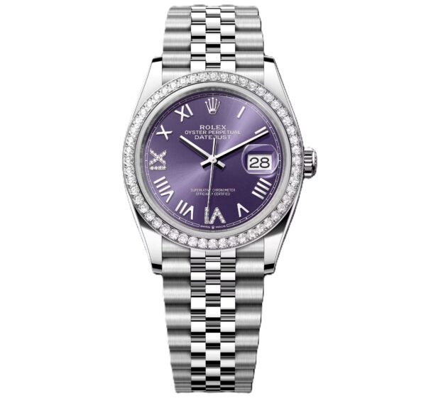 Rolex Datejust 36mm Purple dial with Diamond Bezel 126284rbr-0055