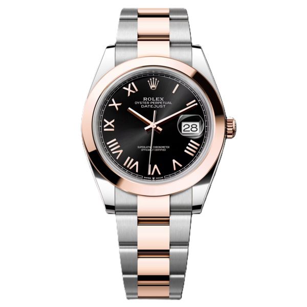 Rolex Datejust 41mm Rose Gold and Steel with Black Roman Numbers 126301-0023