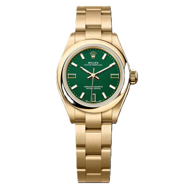 Rolex Oyster Perpetual 28mm Yellow gold with green dial 276208-0002