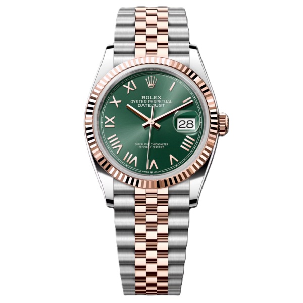 Rolex Datejust 36mm Rose Gold And Steel with Green Dial 126231-0051