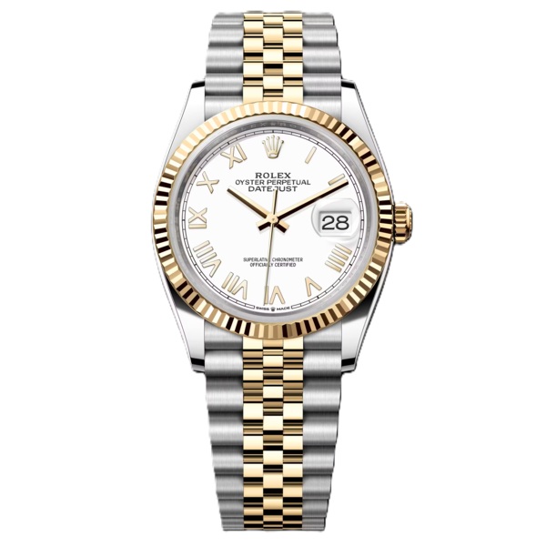 Rolex Datejust 36mm Gold And Steel with White Dial 126233-0047