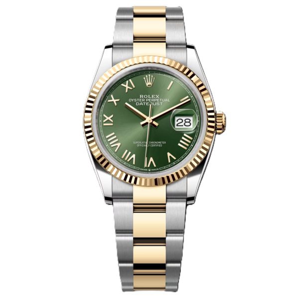 Rolex Datejust 36mm Yellow Gold and Steel with Green Dial 126233-0054