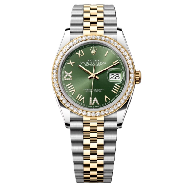 Rolex Datejust 36mm Yellow Gold And Steel with Green Dial 126283rbr-0035