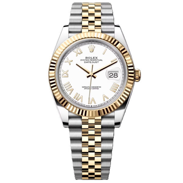 Rolex Datejust 41mm Yellow Gold and Steel with White Dial 126333-0026