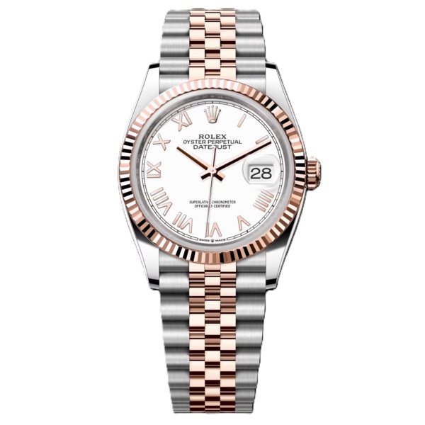Rolex Datejust 36mm Rose Gold and Steel with White Dial 126231-0045