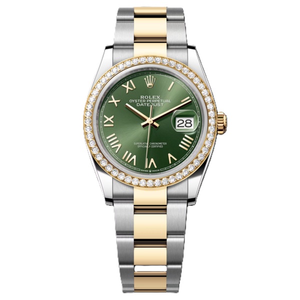 Rolex Datejust 36mm Yellow Gold and Steel With Green Dial 126283rbr-0040