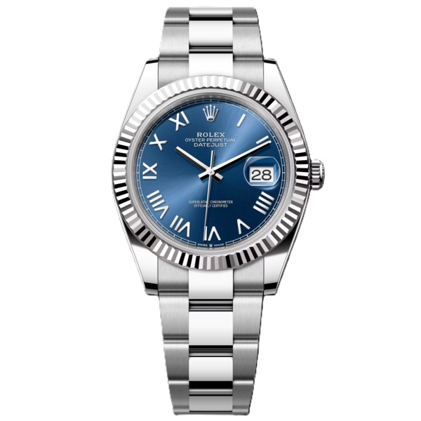 Rolex Datejust 41mm Steel With Bright Blue Roman Dial 126334-0037