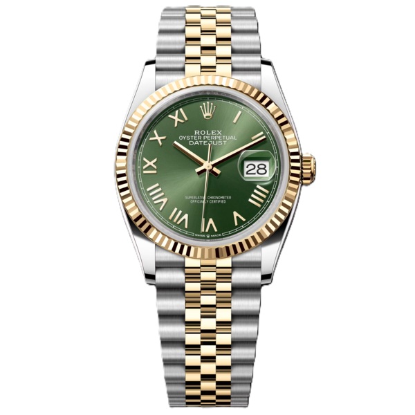Rolex Datejust 36mm Yellow Gold And Steel with Olive Green Dial 126233-0053