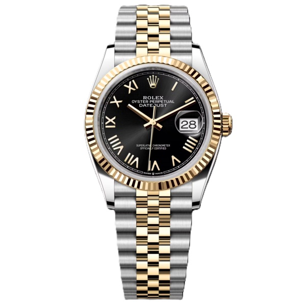 Rolex Datejust 36mm Yellow Gold and Steel with Black Roman Number 126233-0055