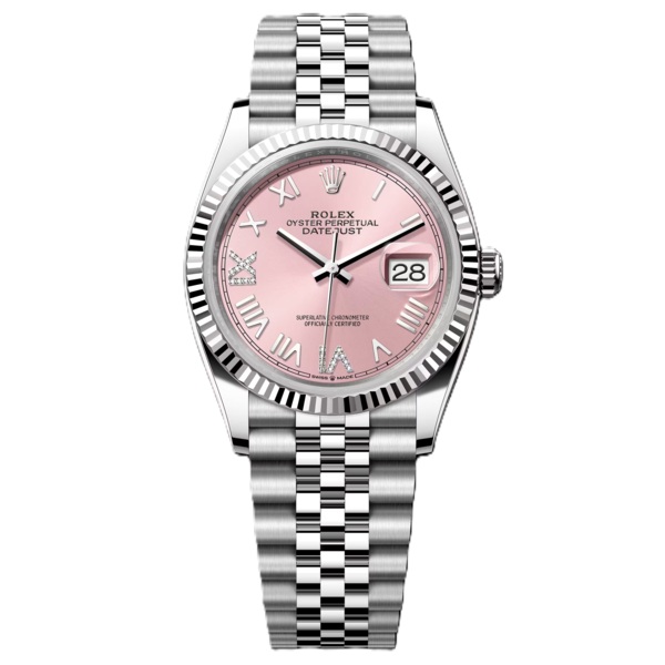 Rolex Datejust 36mm Steel With Roman Pink Dial 126234-0065