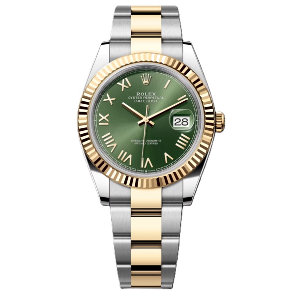 Rolex Datejust 41mm Yellow Gold And Steel With Olive Green Roman Dial 126333-0023