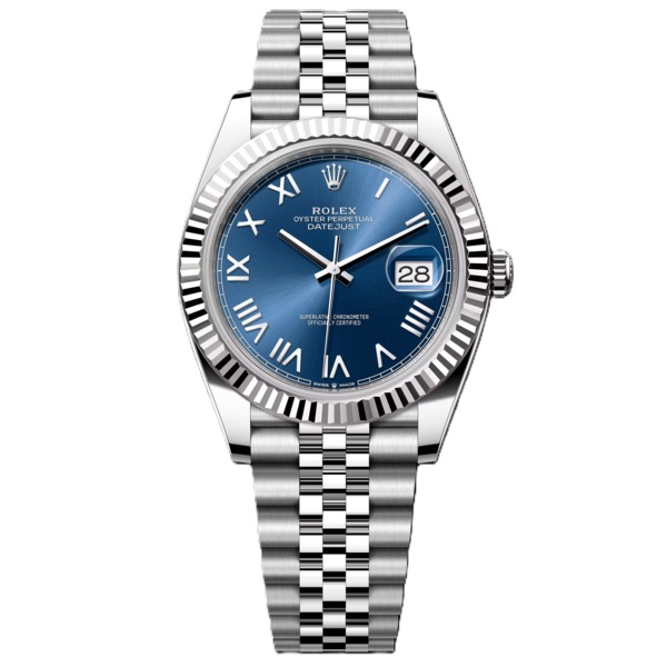 Rolex Datejust 41mm Steel With Bright Blue Roman Dial 126334-0038