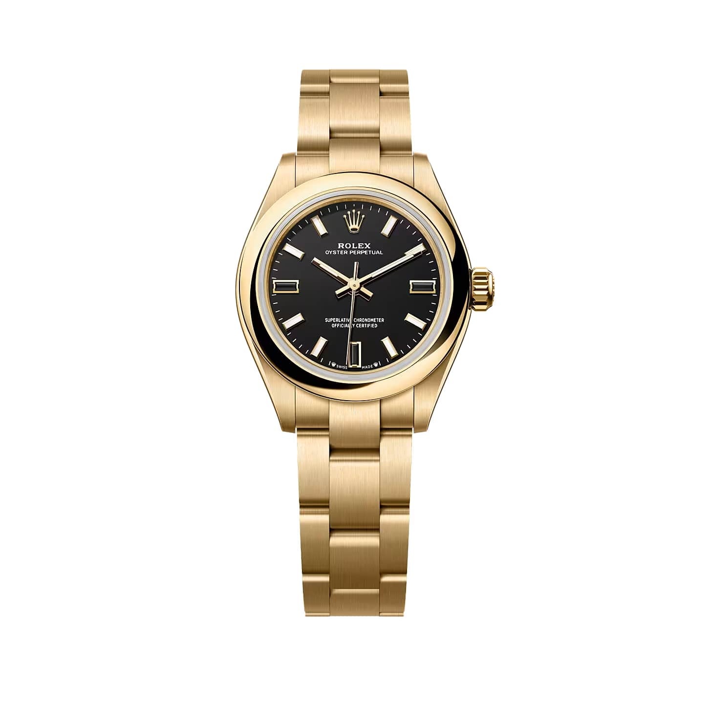 Rolex Oyster Perpetual 28mm Yellow Gold Black Dial 276208-0001